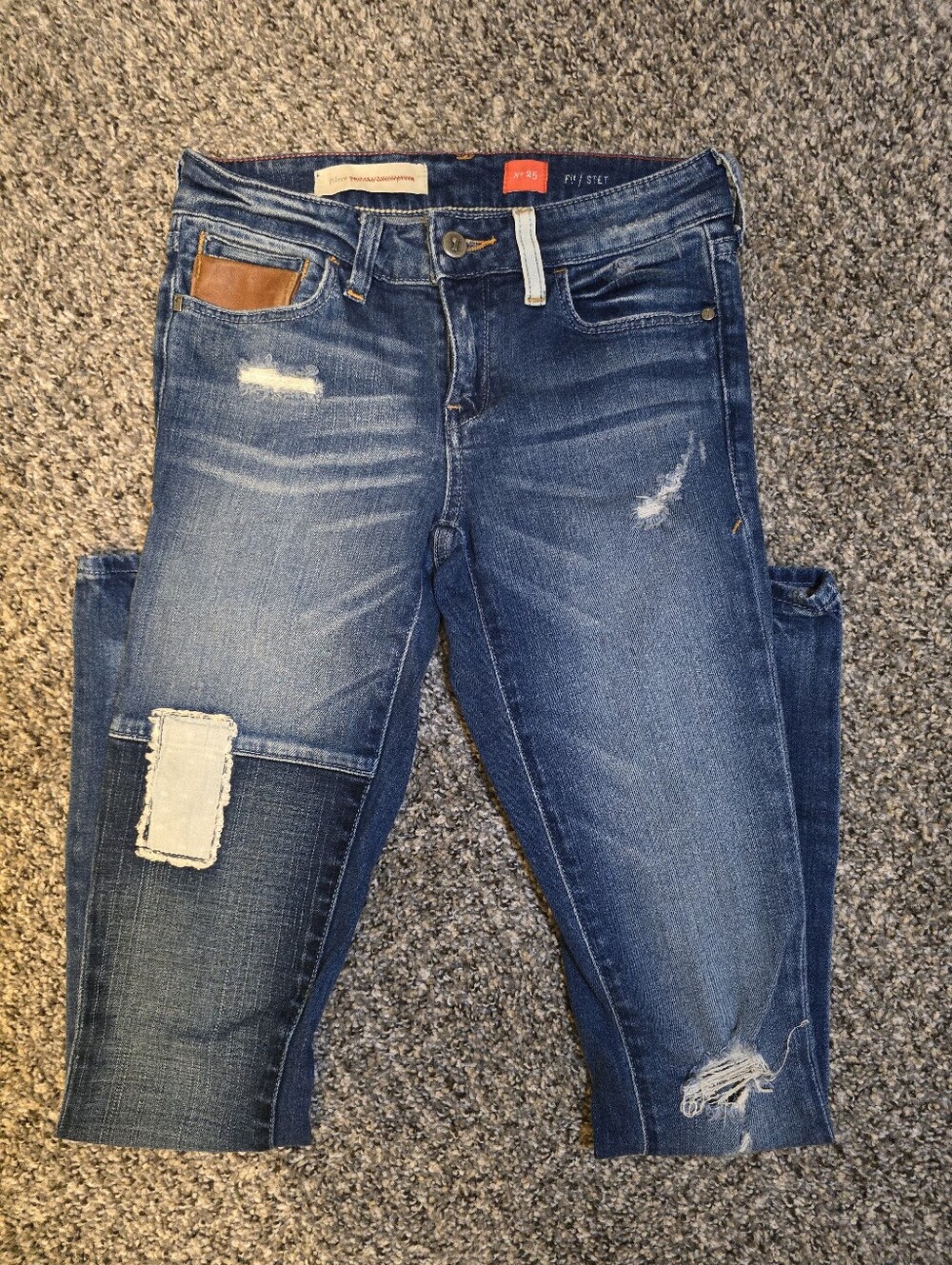 Anthropologie Pilcro Dark Blue Skinny Jeans with Subtle Distressing
